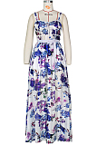 Fashion Bandeau Bra Sling Print Big Skirt Long Dress ZS094