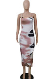 Printing Sexy Gallus Midi Dress AWL5859