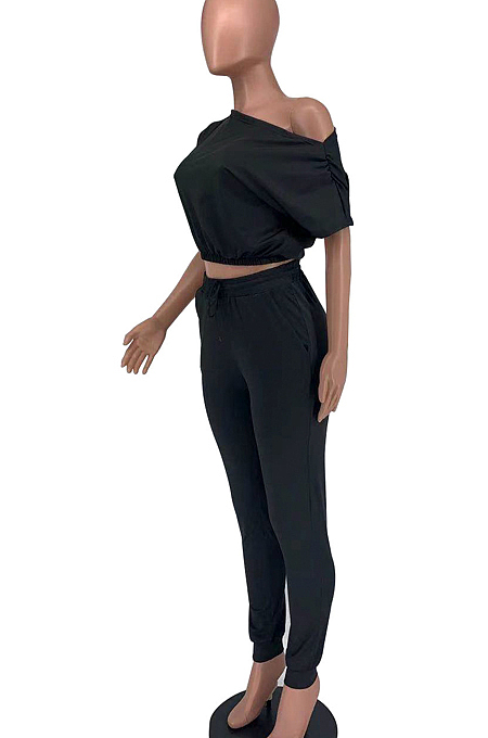 Inclined Shoulder With A Pocket Casual Two-Piece CCN1838