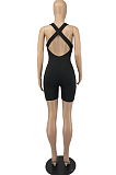 Sexy Backless Cross High Elastic Pure Color Jumpsuits YYF8203