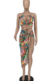 Sexy Women Printing Split Skirts Sets BE8021