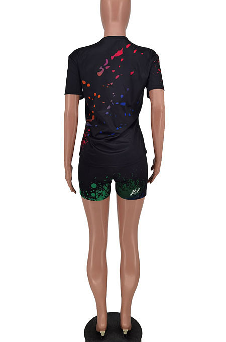 Color Inkjet Graffiti Digital Printing Shorts Sets NRS8041