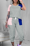 Summer High Elastic Peach Neck Spliced Two-Piece YYZ534