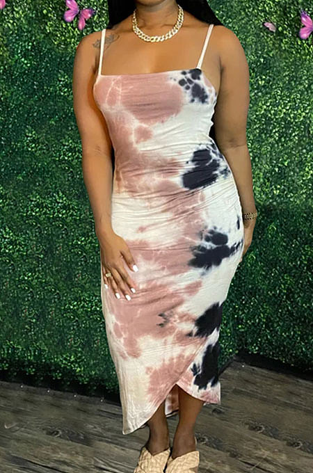 Printing Sexy Gallus Midi Dress AWL5859
