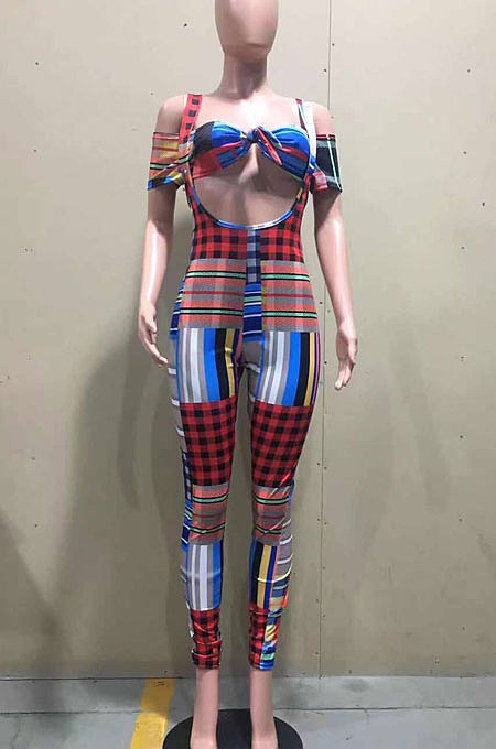 Fashion Womne Color Stripe Casual Overalls Two-Pieces OLY6045