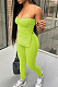 Pure Color Pit Bar Stretch Tight Boob Tube Top Long Pant Two-Piece YYF8207
