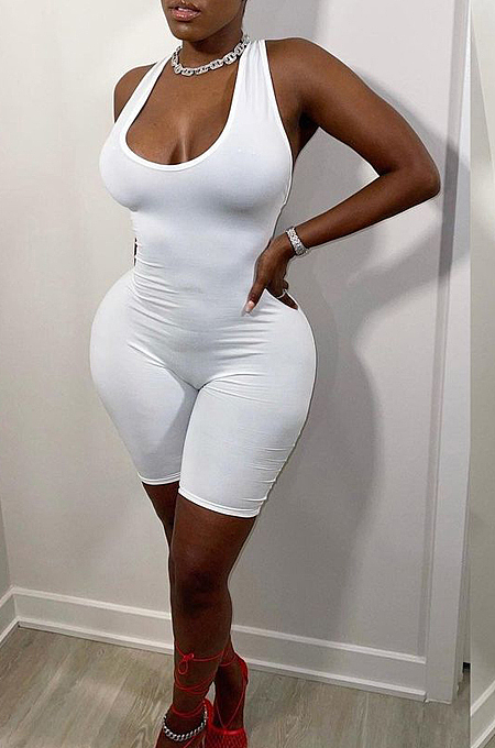 Sexy Backless Cross High Elastic Pure Color Jumpsuits YYF8203