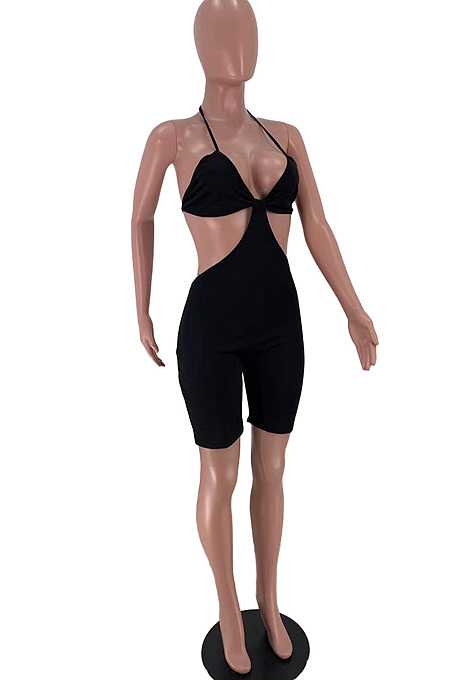 Summer Pure Color Bikini Hang A Neck Sexy Jumpsuit ARM8265