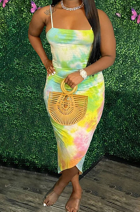 Printing Sexy Gallus Midi Dress AWL5859