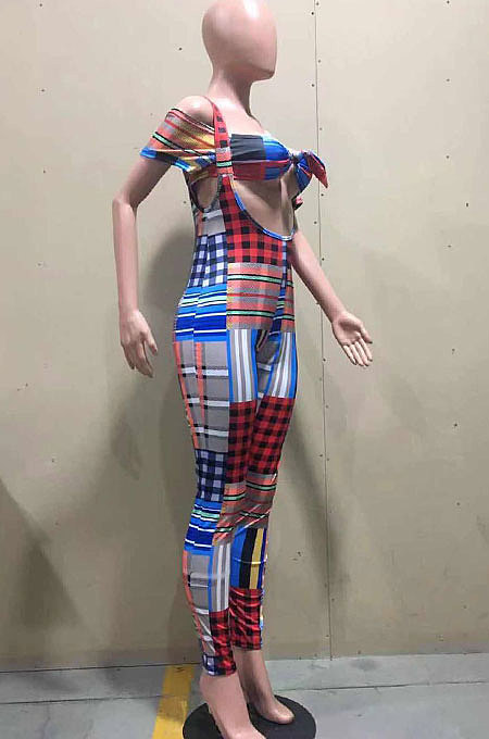 Fashion Womne Color Stripe Casual Overalls Two-Pieces OLY6045