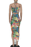 Sexy Women Printing Split Skirts Sets BE8021