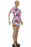 Fashion Casual Printing Short Sleeve Shorts Two-Pieces SDD9352