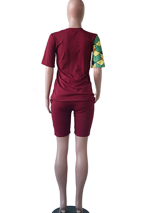 Euramerican Women Two Color Solid Printing Shorts Sets YYF8076