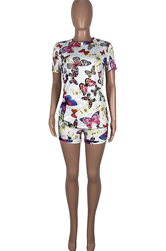 Summer Fashion Casual Butterfly Print Suit MOM8081