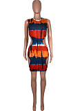 Fashion Tie Dye Print Sleeveless Hollow Out MOM8086