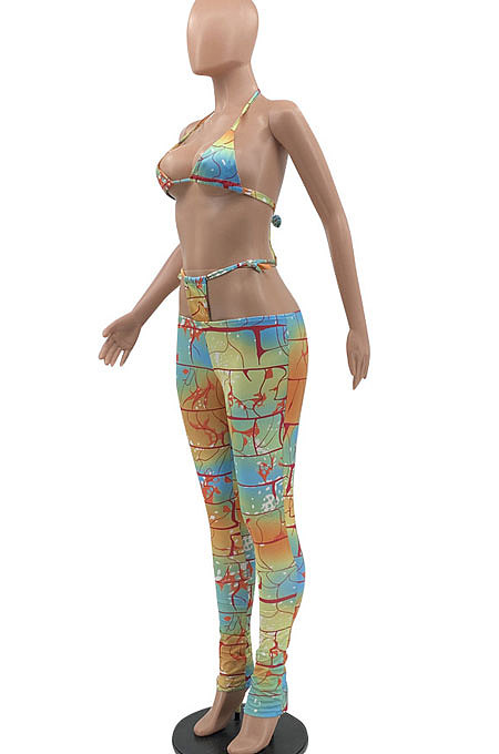 Bikini Tops Tight Long Pants Bind Colorful Sexy Pants Sets MLM9045