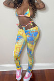Bikini Tops Tight Long Pants Bind Colorful Sexy Pants Sets MLM9045