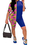 Euramerican Women Two Color Solid Printing Shorts Sets YYF8076