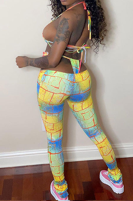 Bikini Tops Tight Long Pants Bind Colorful Sexy Pants Sets MLM9045