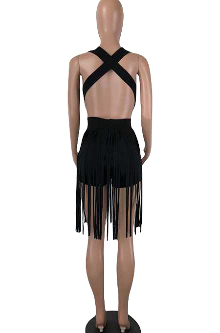 Sexy Fashion Pure Color Tasscl Shorts Jumpsuit LM974