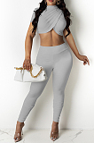 Pure Color Silky Milk Fiber Casual Two-Piece DR8093
