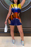 Fashion Tie Dye Print Sleeveless Hollow Out MOM8086