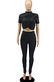 Pure Color Silky Milk Fiber Casual Two-Piece DR8093