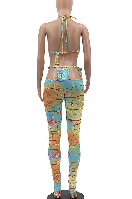 Bikini Tops Tight Long Pants Bind Colorful Sexy Pants Sets MLM9045