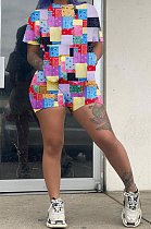 Fashion Casual Printing Short Sleeve Shorts Two-Pieces SDD9352