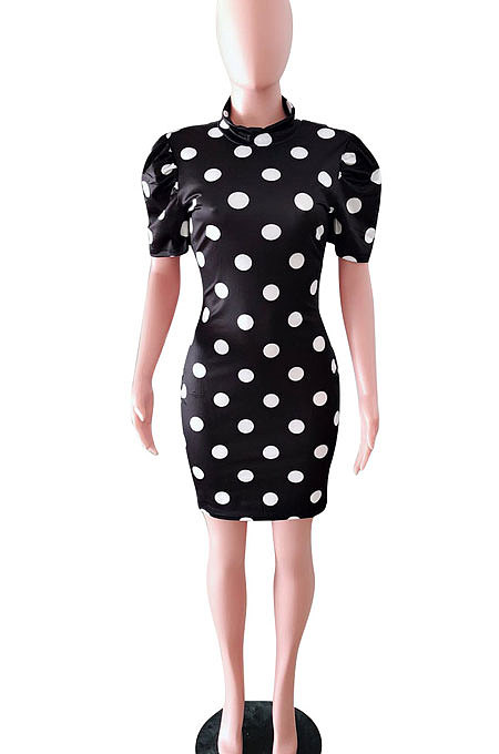 Sexy Wave Point Backless Back Bind Mini Dress ED8025