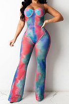 Women Fashion Sexy Net Yarn Printing Two-Pieces ORY5187