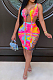 Sexy Fashion Tie Dye Hollow Out Bind Two-Piece LYY9293