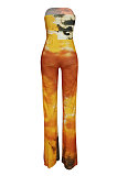 Sleeveless Loose Ruffle Tie Dye Casual Jumpsuit ED8265
