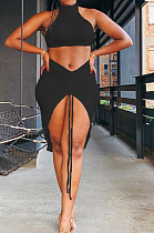 Sexy Women Smoke Plait Bind Pure Color Two-Piece NYZ6008