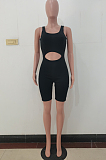 Sexy Behind Stealth Zipper Pure Color Tight Jumpsuit ALS244