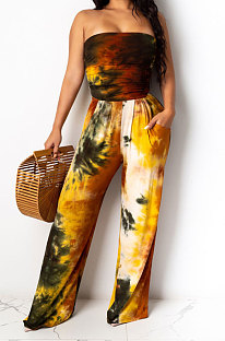 Sleeveless Loose Ruffle Tie Dye Casual Jumpsuit ED8265