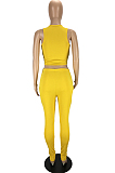 Fashion Sexy Prue Color Vest Hole Hlole Pants Two-Piece LYY9296