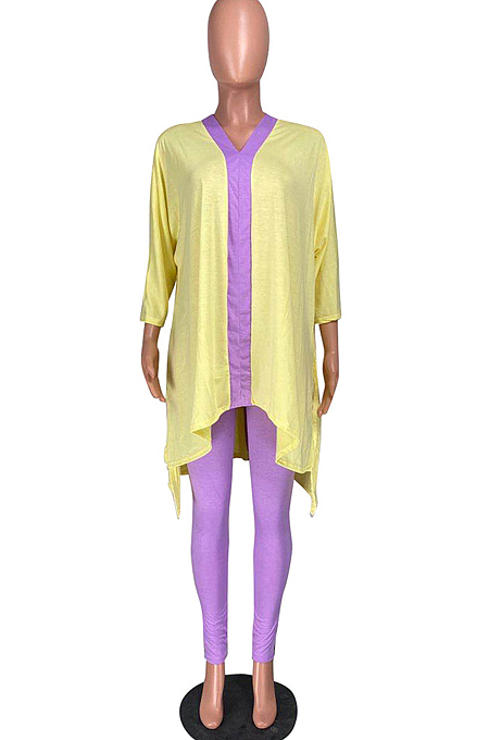 Fashion Casual Color Matching V Neck Two-Piece NYZ8008