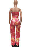 Digital Printing His Trousers Black Fungus Edge Net Yarn Spliced Jumpsuits BN9270