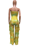 Digital Printing His Trousers Black Fungus Edge Net Yarn Spliced Jumpsuits BN9270