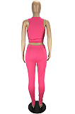 Fashion Sexy Prue Color Vest Hole Hlole Pants Two-Piece LYY9296