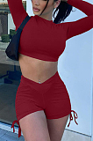 Fshion Bind Drwsting Pure Color Casual Two-Piece NYZ6001