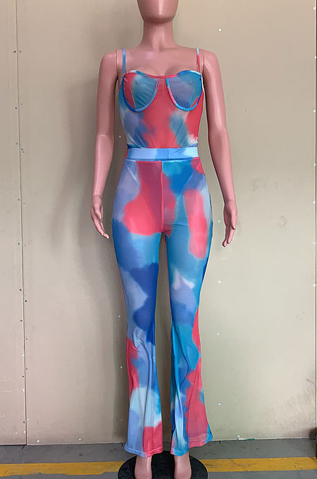 Women Fashion Sexy Net Yarn Printing Two-Pieces ORY5187