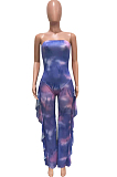 Digital Printing His Trousers Black Fungus Edge Net Yarn Spliced Jumpsuits BN9270