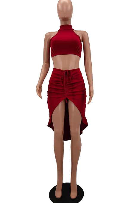 Sexy Women Smoke Plait Bind Pure Color Two-Piece NYZ6008