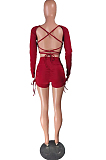 Fshion Bind Drwsting Pure Color Casual Two-Piece NYZ6001