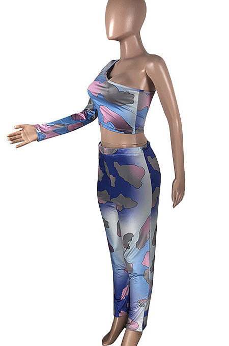 Multi Printing Off Shoulder Tie Dye Pants Sets QQX1201