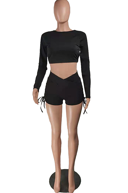 Fshion Bind Drwsting Pure Color Casual Two-Piece NYZ6001