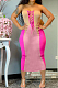 Fashion Casual Positioning Print Spliced Boob Tube Top Bind Dresses HHM6999