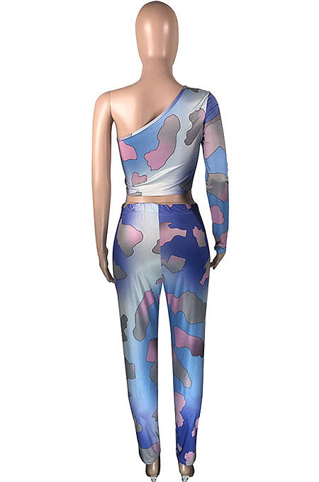 Multi Printing Off Shoulder Tie Dye Pants Sets QQX1201